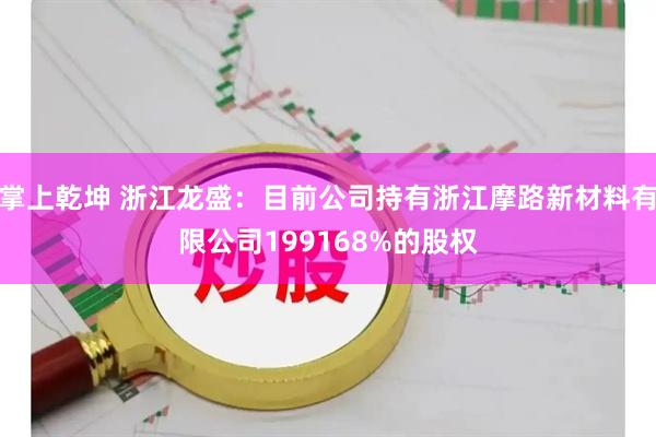 掌上乾坤 浙江龙盛：目前公司持有浙江摩路新材料有限公司199168%的股权